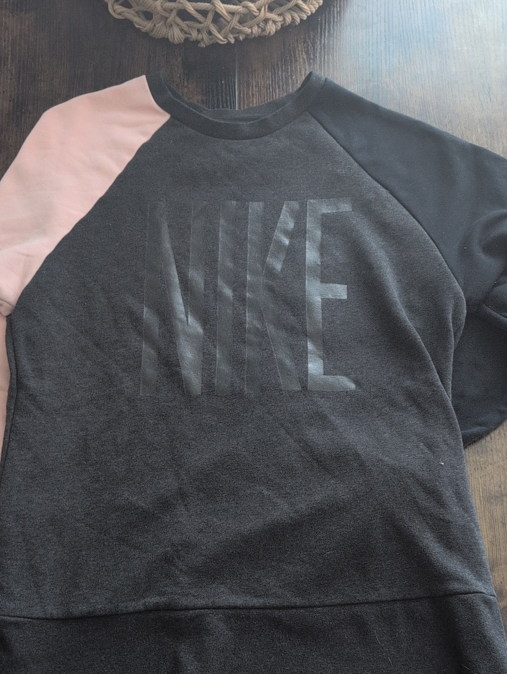 Nike Dri- fit Black Sweatshirt with Pale Pink Raglan Accent